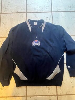 Russell Athletic Navy Quarter Zip-Up Sweater w Riverbend Bears Logo